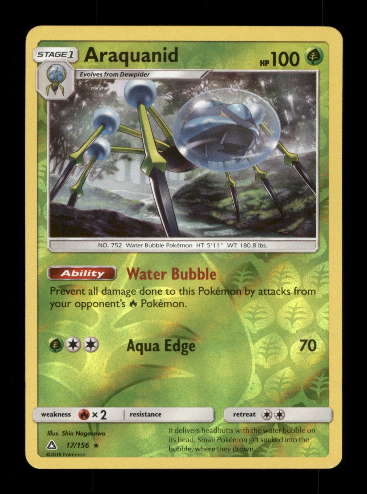 Araquanid 17/156 Holo 2018  Pokemon Trading Card TCG