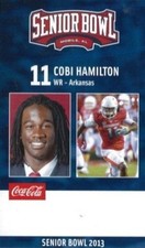 2013 Cobi Hamilton Senior Sr Bowl Rookie Rc Card Arkansas Razorbacks SEC. rookie card picture