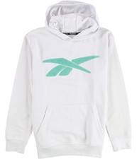 Reebok Boys Fleece Logo Hoodie Sweatshirt, white, Big Kids 8-20 , M 10-12 