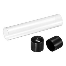 Clear Rigid Acrylic Pipe 47mm ID x 50mm OD 10" Round Plastic Tube with Cap