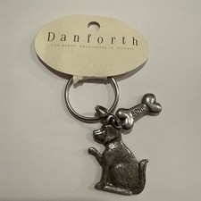 Danforth Dog & Bone Keyring Pewter Good Dog Keychain Made In USA