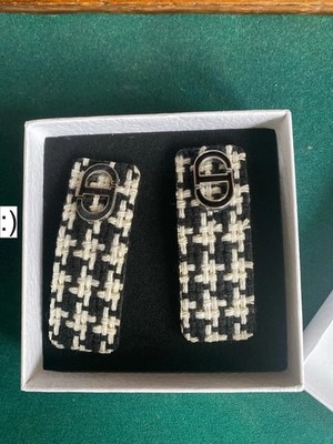 Christian Dior Tweed Barette Haarspangen Neu im Karton