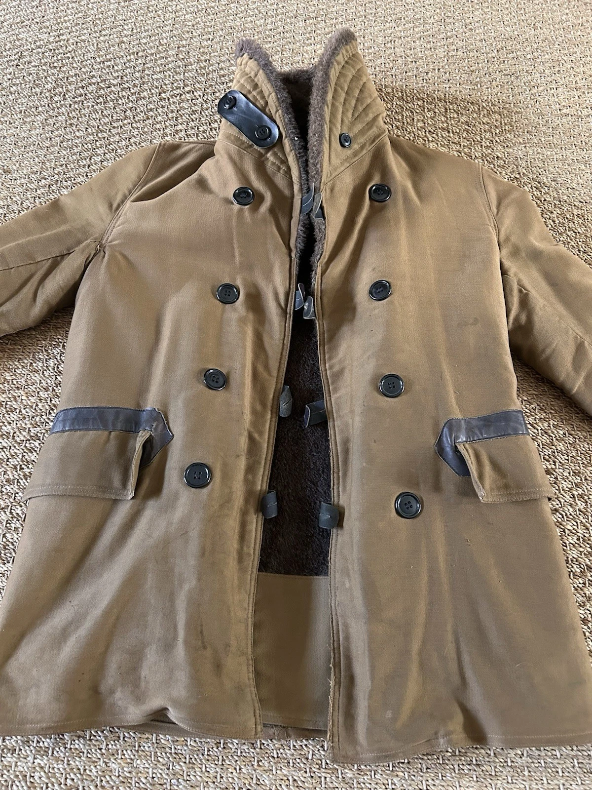 Vintage WWII Era Barnstormer Coat Alpaca Lined Military? 40" Chest image 3