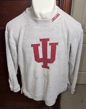 Indiana Hoosiers Pullover Grey Track Sweatshirt Medium Embroidered Cotton Blend