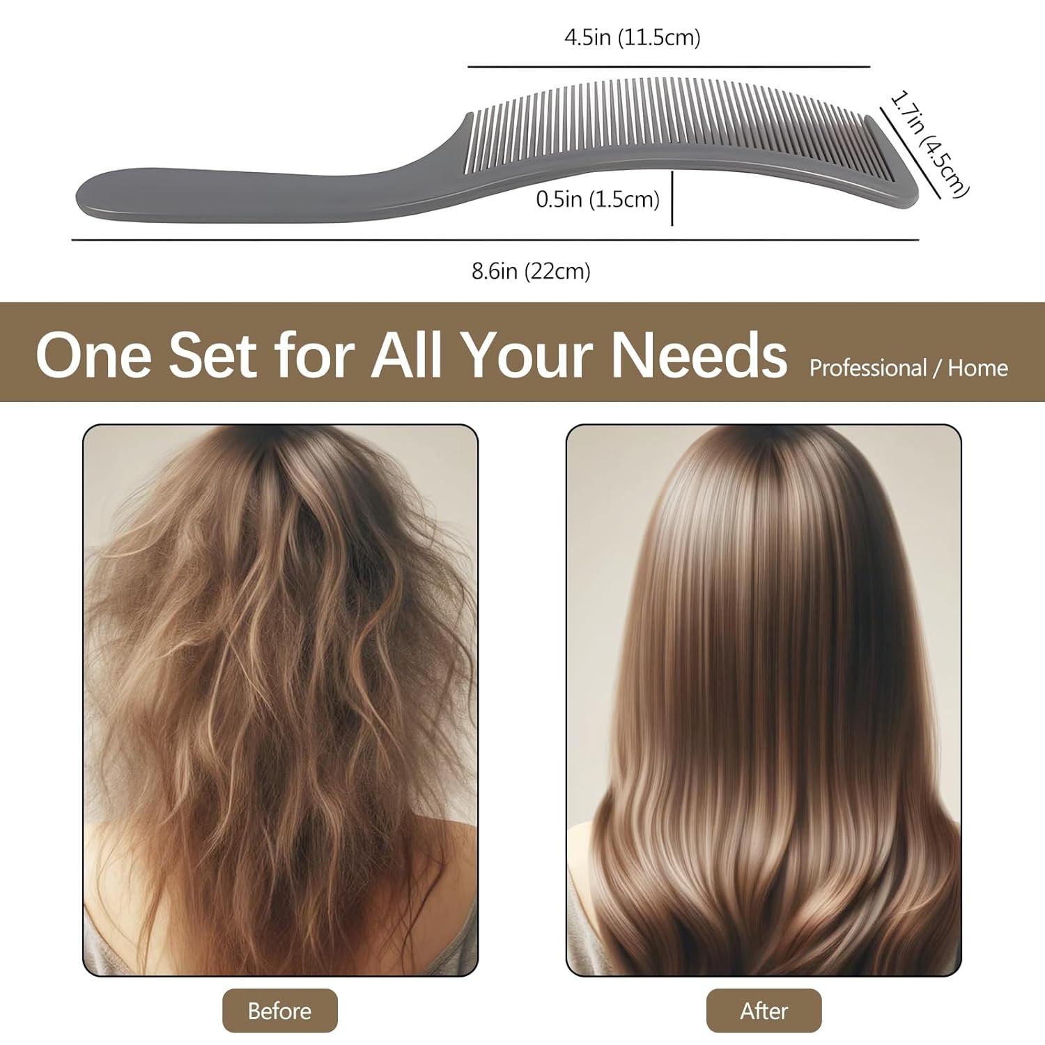 3-Piece Curved Barber Clipper Comb Set, Flat Top Design