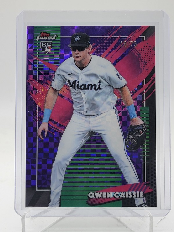 OWEN CAISSIE 2026 TOPPS FINEST RARE ROOKIE PURPLE X-FRACTOR /75 MARLINS Q3967