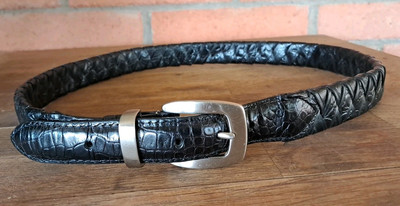 Men's Basket Weave Leather Belt Unbranded Marked 38 Gorgeous Black Matte 