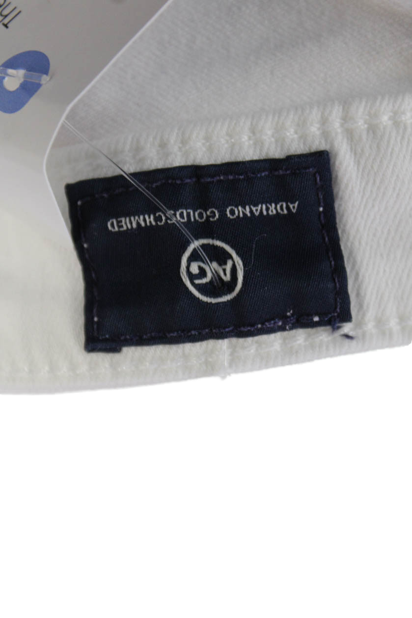 AG Adriano Goldschmied Womens Cotton Mid Rise Straight Leg Jeans White Size 32 thumbnail 4