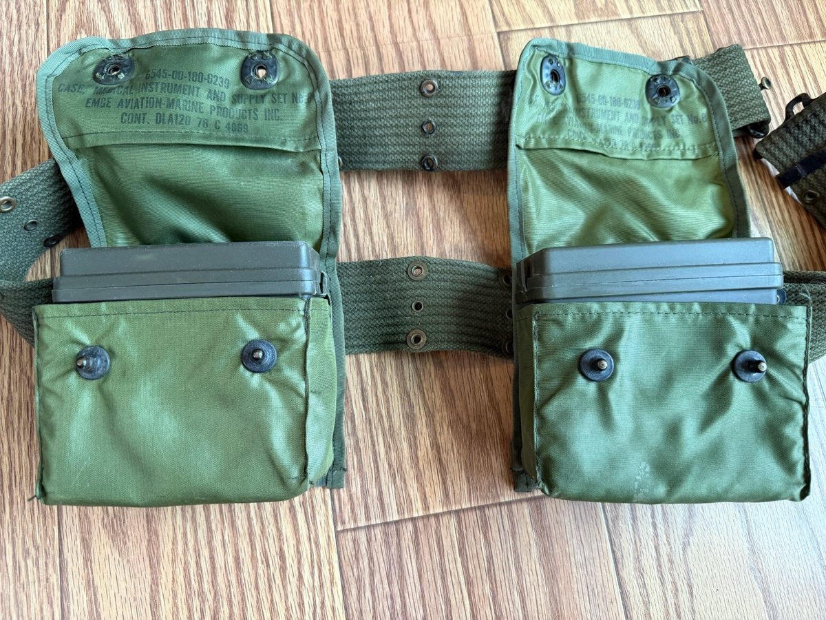 VTG US MILITARY ALICE MILITARY BELT W/ 2 MEDICAL FIRST AID POUCHES