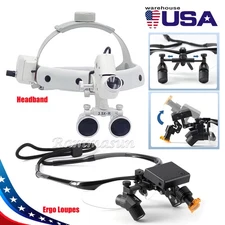 Dental Medical Ergo Loupes Headband Binocular Magnifier 5W LED Head Light