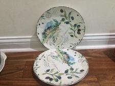 Julie Paton Villa dinner plates 11'' Set 2 dash  of that cert INT  NEW