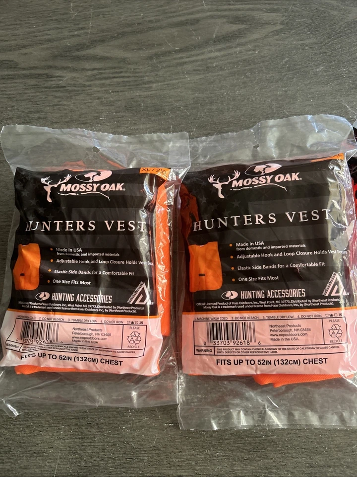 Hunters Hunting Safety Vest Blaze Orange Size: Xl/2xl 🔥 2 Mossy Oak 1 Mesh Gall - Image 2 of 4