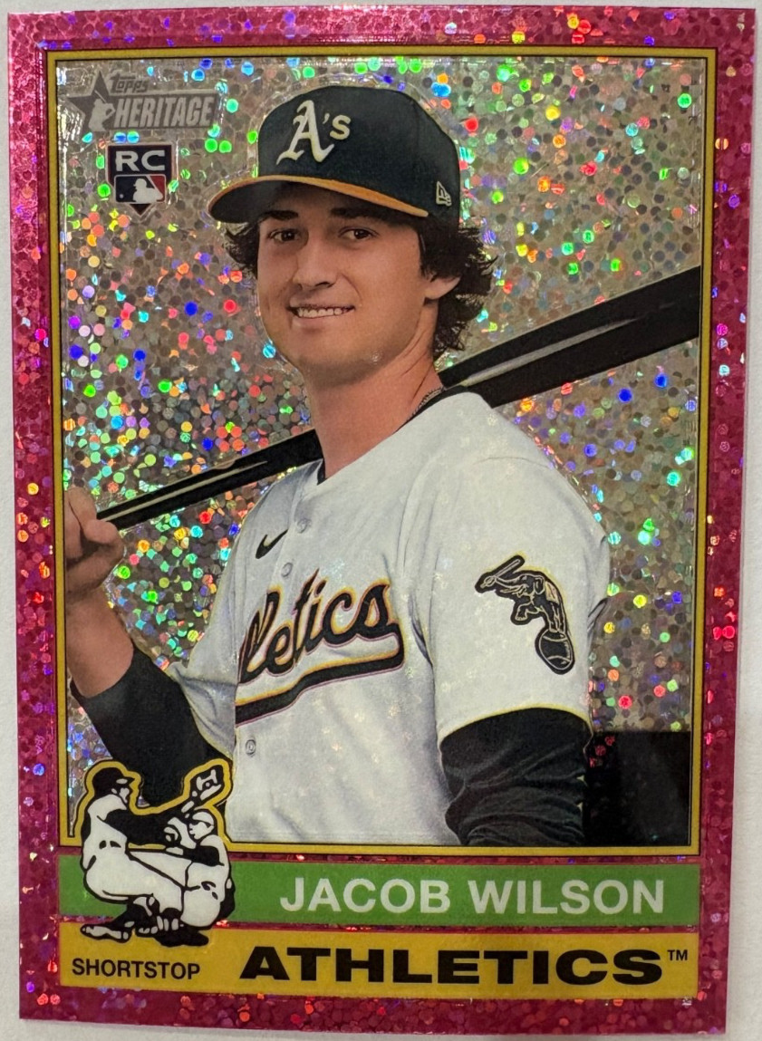 2025 Topps Heritage - Jacob Wilson #15 Chrome Pink Sparkle Refractor (RC)