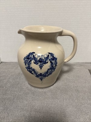 Vintage Marshall Texas Ellis Pottery Bluebell Pitcher 2 Qt Hand Painted