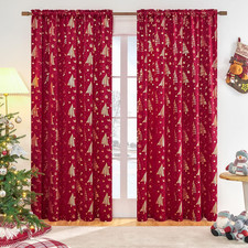 Red Christmas Decorative Indoor Holiday Curtains for Livingroom 84 Inches Length
