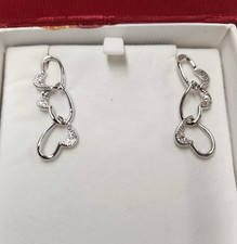 Sterling Silver 5.03g Triple Open Heart Dangling Earrings 37mm