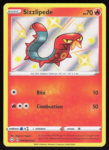 Sizzlipede Shiny Holo Rare Shining Fates: Shiny Vault SV018/SV122 NM
