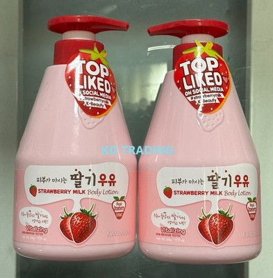 (2-Pack) WELCOS KWAILNARA Real STRAWBERRY MILK Vitalizing Brighten BODY LOTION