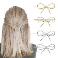 4 PCS Metal Hairpins Minimalist Bows, Simple Stylish Accessories Women Girl