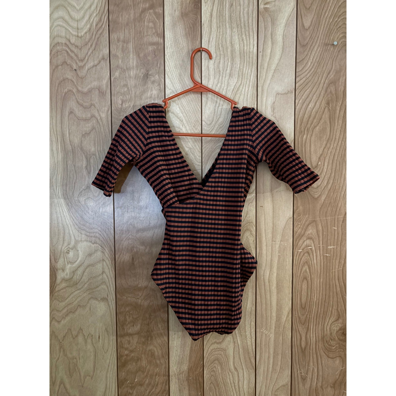 Solid & Striped Ribbed Alison Striped Wrap V-Neck… - image 2