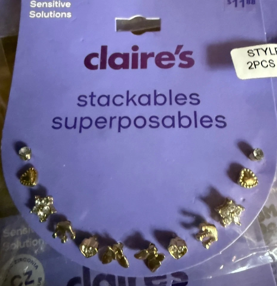 120 Pair Claire’s Earrings 180 Stick On Pair + Hair Accessories & More ALL NEW - Image 2 of 4
