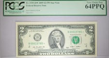 2009 $2* New York Star Note Only 128K Printed PCGS 64 PPQ B00015785*