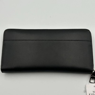 NEW COACH x PEANUTS Long Wallet Snoopy Woodstock Leather Zip Black