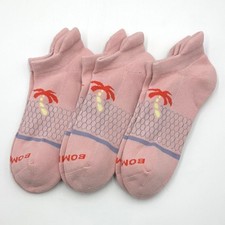3 Pairs BOMBAS Women's Beach Day Ankle Socks Cushion Size L 11-13 Pink Everyday