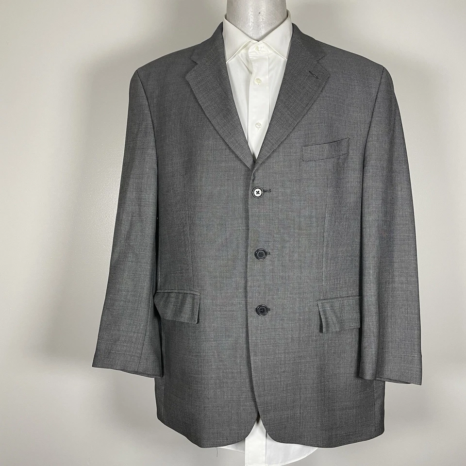 Abrigo Deportivo Chaps Ralph Lauren Para Hombre 44R Gris Lana Cachemira Tres Botones Foto 2 de 4