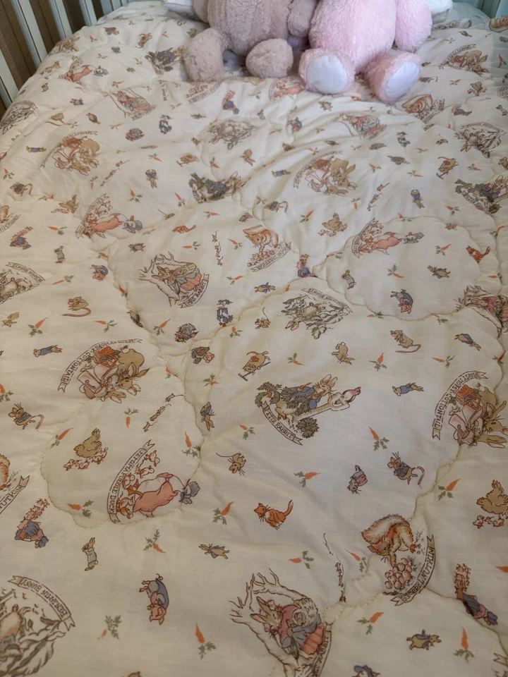 Beatrix Potter Quiltex Vintage Crib Comforter USA 34x43 Peter Rabbit Ruffle - Image 2 of 4