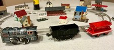 Santa Fe Vintage Tin Toy Train with track and Accessories