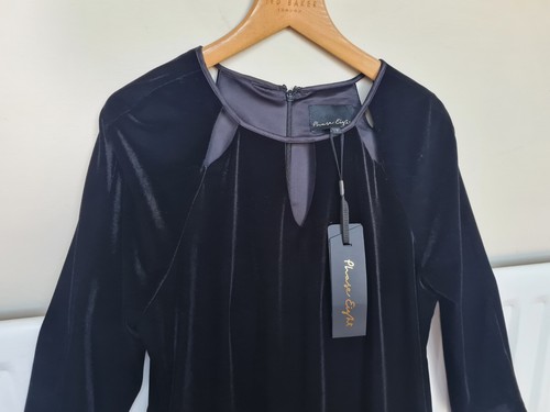 LADIES BNWT BLACK PHASE EIGHT VELVET DRESS SIZE 8 - Picture 2 of 6