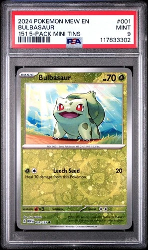 Pokemon - Mew EN-151 Bulbasaur 151 5-Pack Mini Tins 1 2024 PSA 9