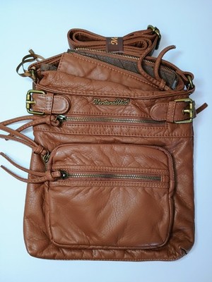 Montana West Select Cognac Faux Leather Crossbody Bag MWC-201CM NWT
