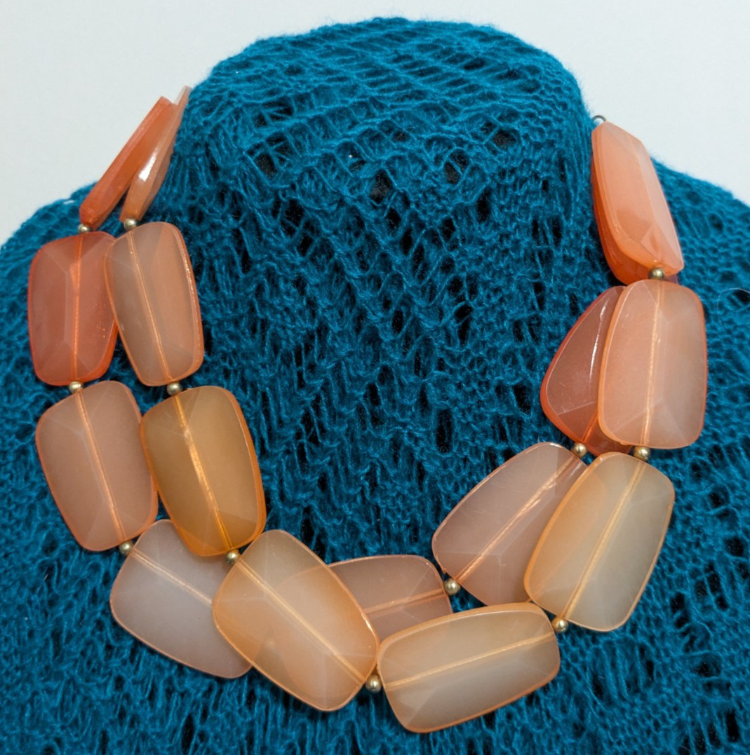 22' Chunky Statement Necklace , Tanslucent Orange… - image 1