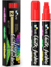 Red Liquid Chalk Markers - 2 Pack Jumbo Chalk Pens with 10Mm 3 in 1 Nib Wide Tip