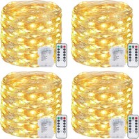 Lichterkette 12M 120 LED Batterie 8 Modi Mit Fernbedienung Timer 4 StüCk