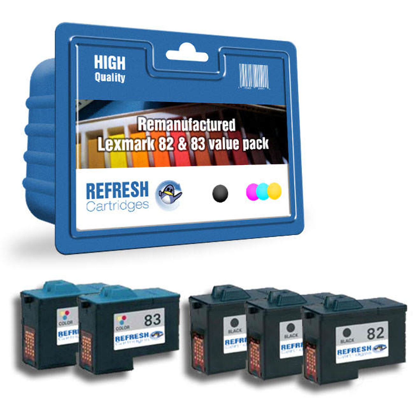 Refresh Cartridges Saver Pack 3x#82/2x#83 Ink Compatible With Lexmark Printers