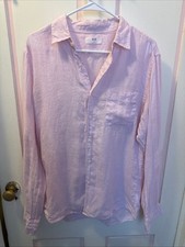 Uniglo Women’s 100% Linen, Medium Pink Button Down Long Sleeve Dress Shirt