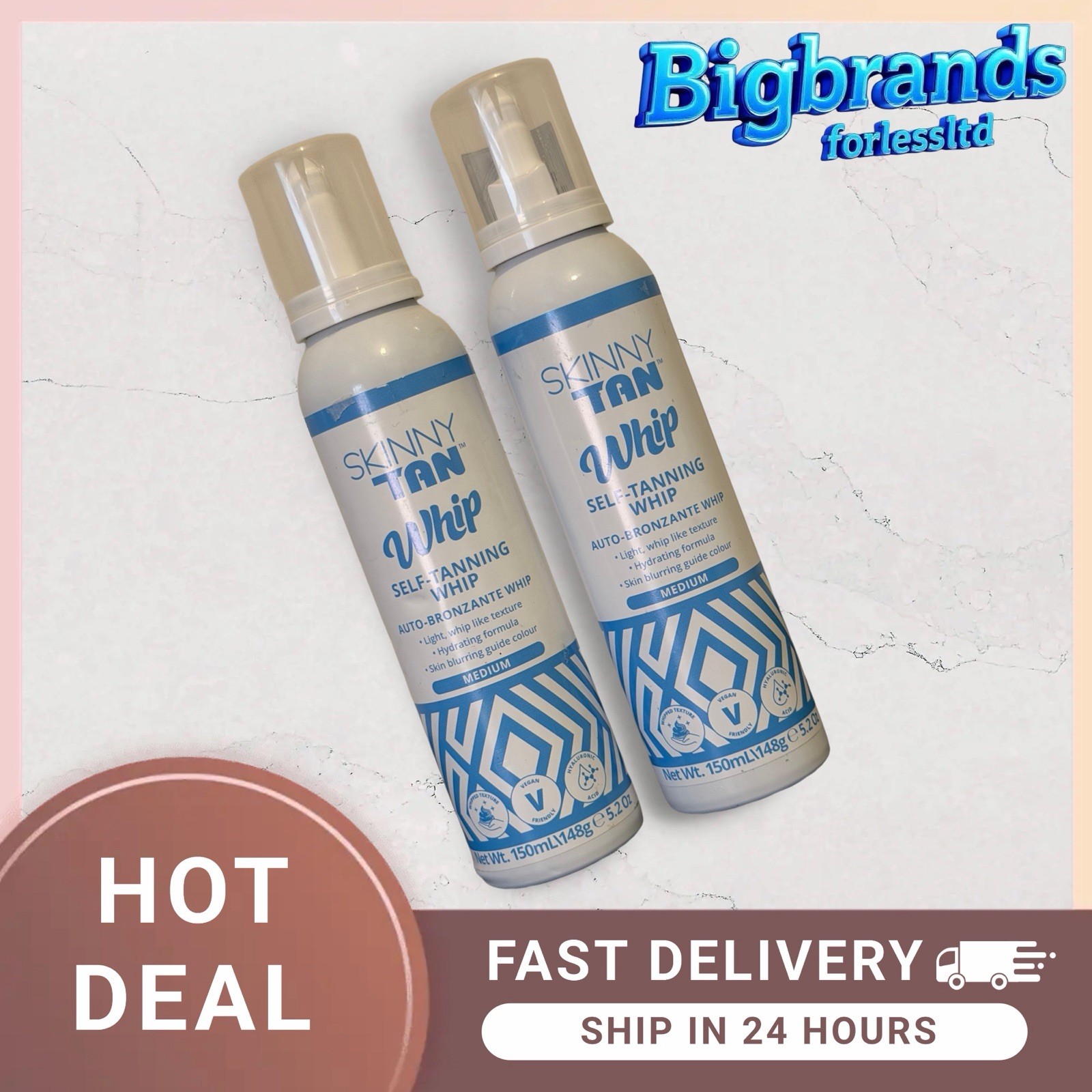 Skinny Tan Whip Self Tanning Whip Medium 150ml — 2 Pack