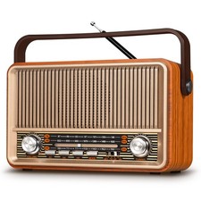 PRUNUS J-120 Radio Portable AM FM, Gifts for Mom Father, Plug in Wall Gold