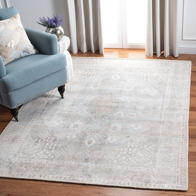 Vintage Handmade Accent Rug 3' x 5' - Beige & Sand Distressed Design
