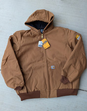 NEW Carhartt Duck USA Made Jacket J140 Flannel Lined Hooded Workwear Sz XL Tall
