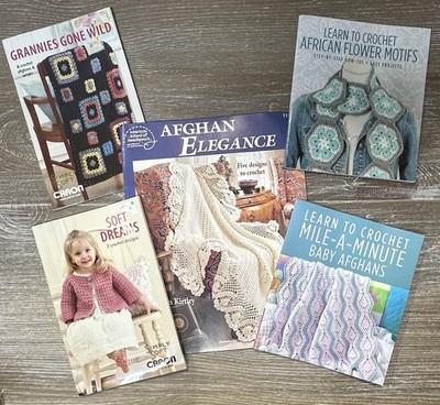 Lot 5 Crochet Pattern Books Afghan Baby Blanket Granny Gone Wild Square Motifs