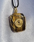 Handmade Wire wrapped Natural Tigers Eye Crystal Pendant