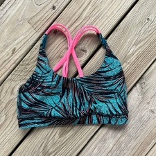 Lululemon Women's Energy Bra Mini Palm Tofino Teal Multi Print Size 4