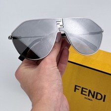 Fendi Women Sunglasses Ruthenium Smoke Mirror Round FE40080U FF MATCH 12C NEW