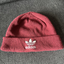 adidas Trefoil Logo Red Cuffed Beanie Hat, One Size, Unisex Adults