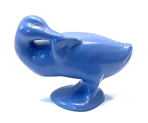 Vintage Miniature Bauer Cal-Art Blue Preening Duck Pottery HTF