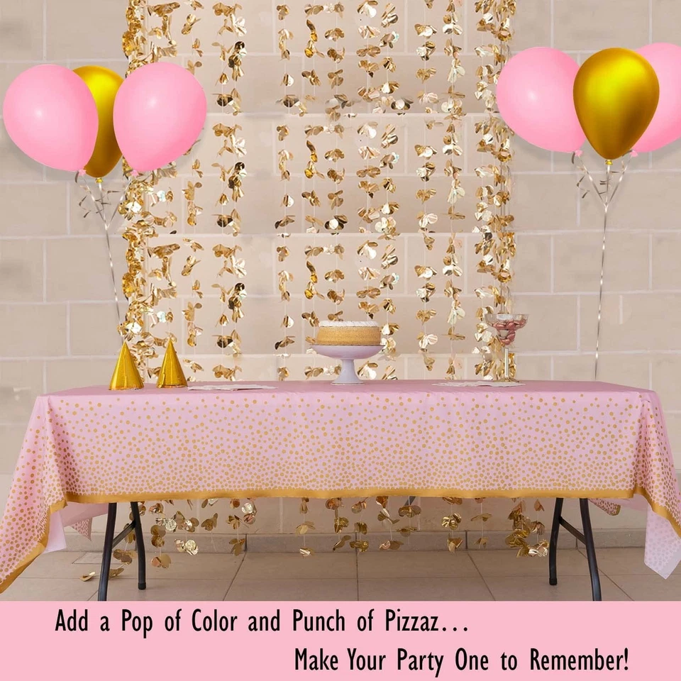 2 Pack Premium Pink and Gold Plastic Tablecloths – Thick, Durable, Reusable T... - Image 4 of 4